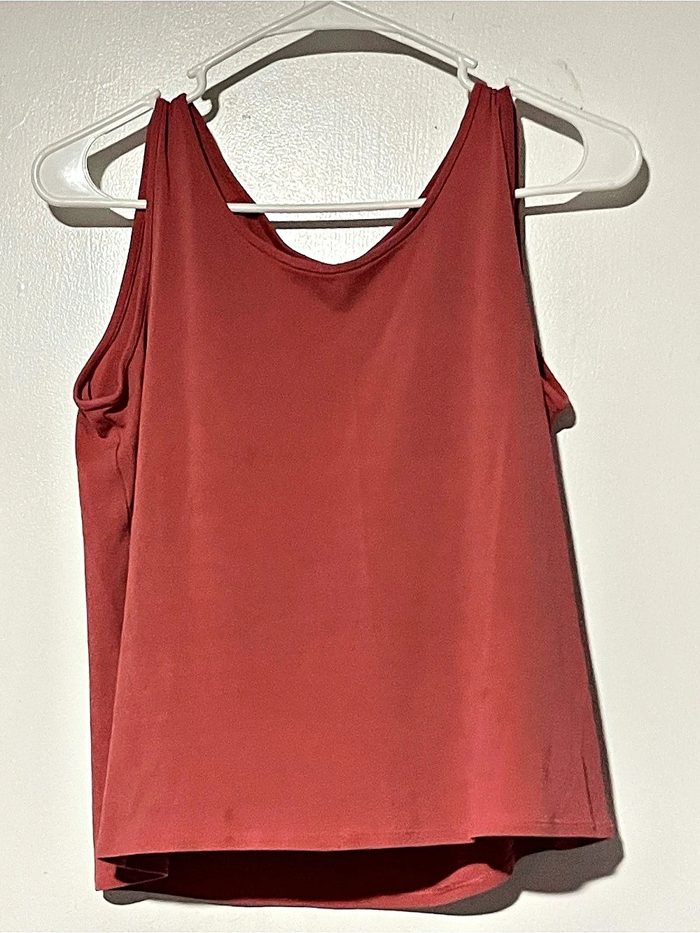 Eileen Fisher Silk Georgette Crepe Scoop Neck Tank Red